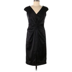NWT Tadashi Black Satin Midi Cocktail Dress Women’s Size 10